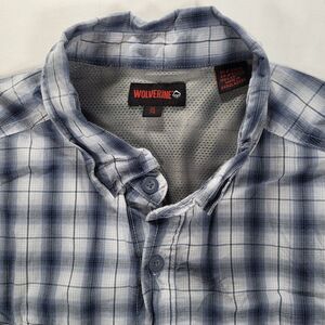 Wolverine Men's XL Blue Plaid Pentwater Short Sleeve Vented Outdoor Hiking Shirt